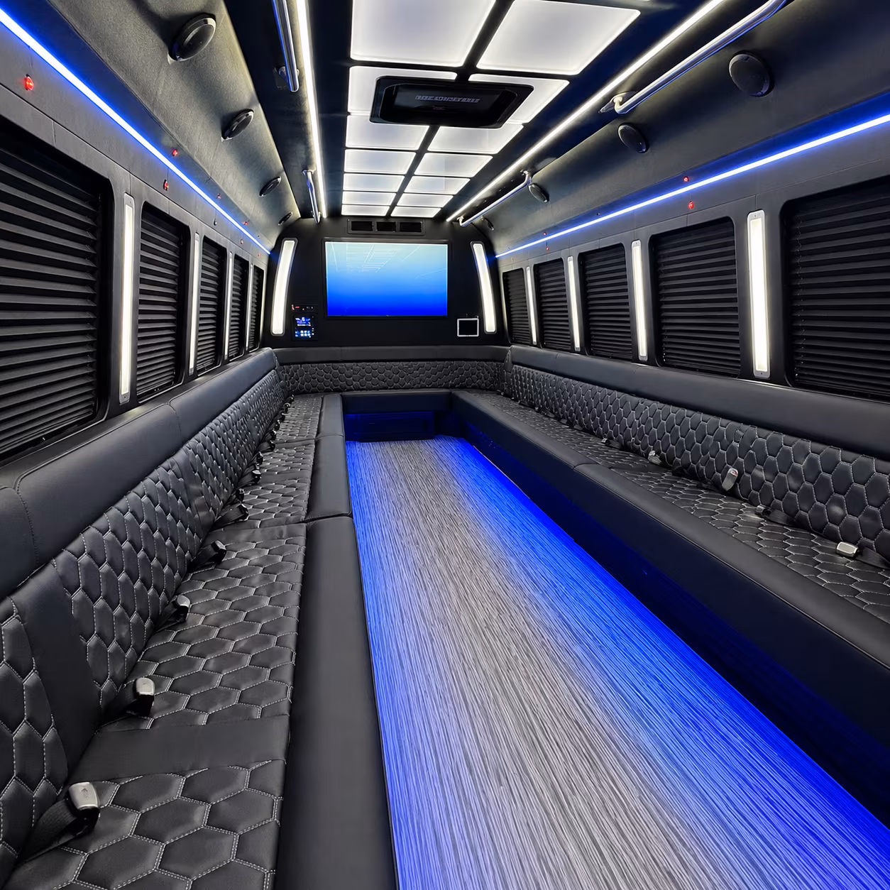 ypsilanti 50 passenger party bus inside